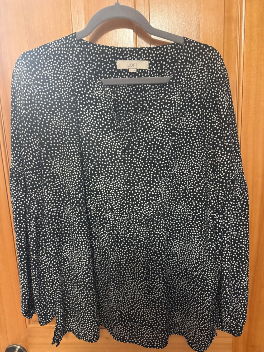 LOFT Black with White Dot Print Top